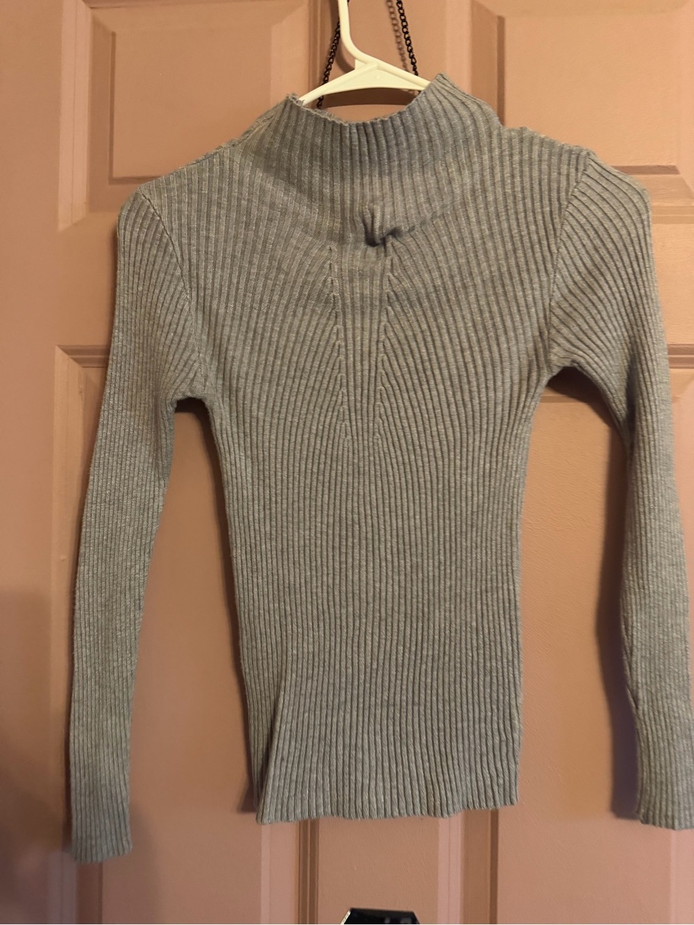SHEIN Ribbed Turtleneck Slim Fit Sweater in Light Gray